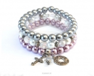 Productafbeelding Armband Abigail grijs lila roze wit