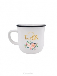 Productafbeelding Mug gold wording Live by faith